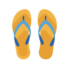 Pair of flat illustration flip flops on black background