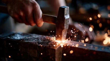 Crafting metal in a traditional forge during a summer evening