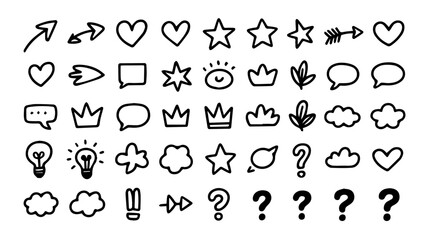 Hand drawn vector alphabet set with letters, numbers, and symbols for seamless design illustration