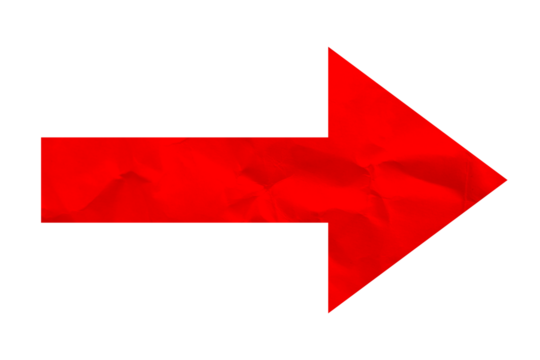 Red crumpled paper arrow pointing right