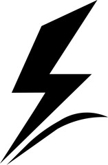 Stylized black lightning bolt symbol for power and energy icon