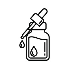 Dropper bottle with liquid and falling drops