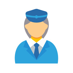 Flat vector illustration of a stewardess wearing an uniform