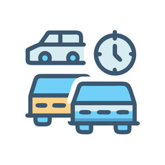 Fototapeta premium Cars and clock icon illustrating transportation time management concept