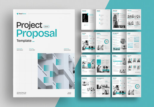 Modern Corporate Business Project Proposal Brochure Template with Teal Accents