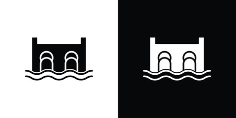 Dam icon flat design. Modern style in black color.