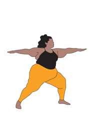 Black Woman Plus size model Illustration SVG - Character portrait in Outline and colors 