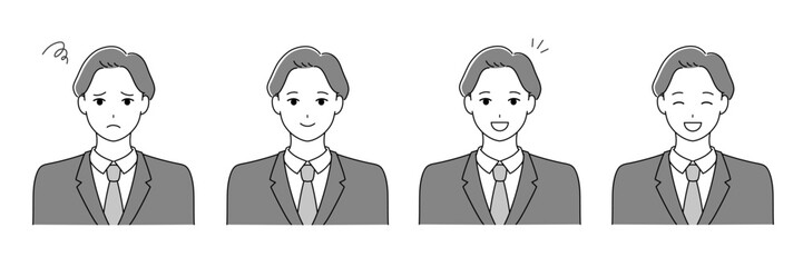 ビジネスマンの表情セット　説明・プレゼン資料に使える男性イラスト