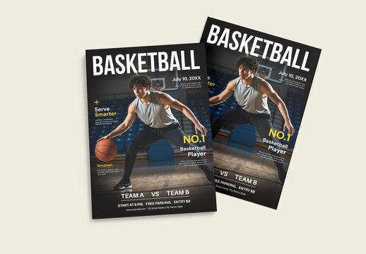 Editable Basketball Flyer Design Template for Sports Club Event