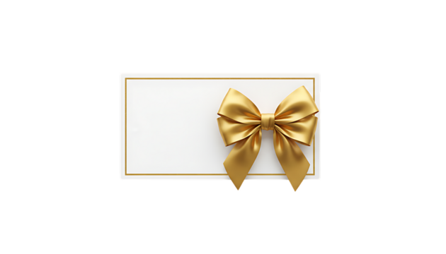 Blank gift card with golden bow, a perfect way to express your love - Powered by Adobe