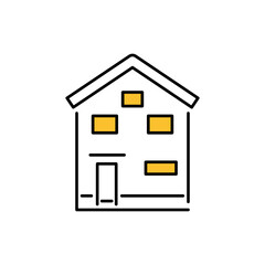 黄色アクセント細い線の家アイコン03