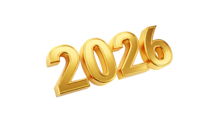 Golden 2026 new year 2026 concept 3d rendering illustration