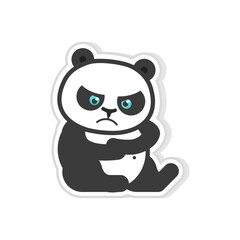 Cute grumpy panda bear character with an angry expression. Isolated vector sticker illustration