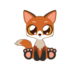 Adorable Cartoon Fox Illustration A Cute and Playful Design for Children's Products