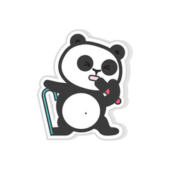 Cute panda enjoying a popsicle, a whimsical sticker illustration with expressive emotions and joy