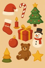 Naklejka premium set of christmas elements