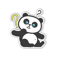 An adorable cartoon panda character expresses thoughtful confusion with a visible question mark