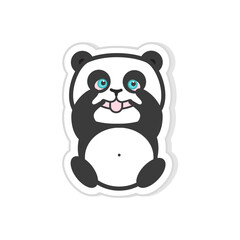 Cute Cartoon Panda Bear Sitting with Playful Expression and Blue Eyes, Adorable Sticker Design