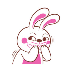Anxious cartoon rabbit character with a nervous expression showing fear and stress