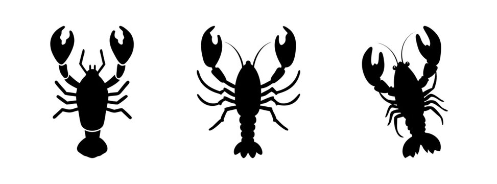 Crayfish silhouette vector art: crawfish, freshwater lobster, mudbug, yabby graphic design element