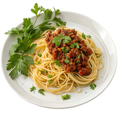 Savory Spaghetti Bolognese: Classic Italian Pasta Dish, Ready to Serve on transparent background
