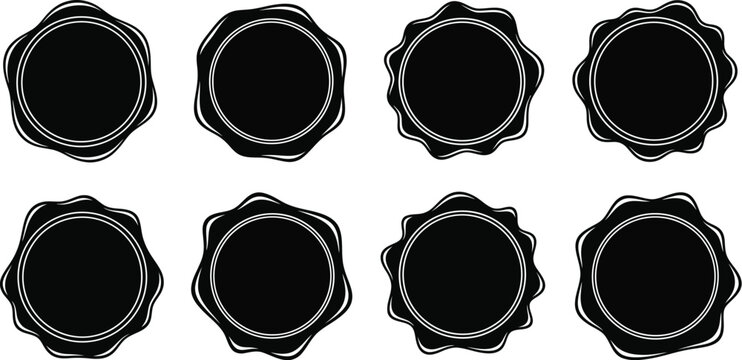 Vintage wine sealing wax and handmade decoration for luxury celebrations vector illustration silhouette. Wax seal insignia vector icon set