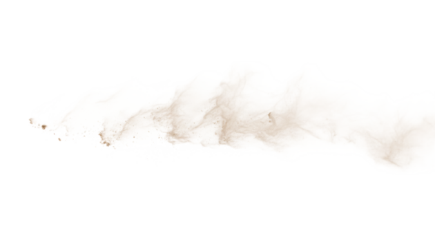 Dust explosion effect with transparent background, abstract cloud of dust, sandstorm