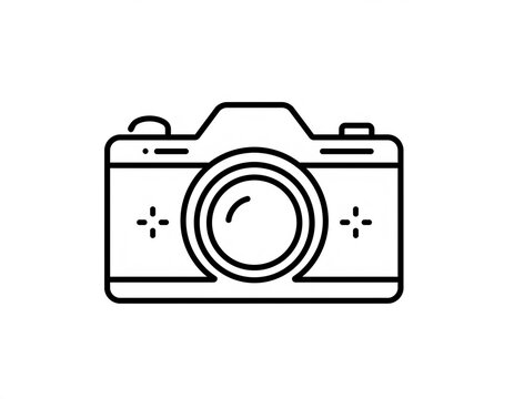 Kamera retro digital, ikon fotografi vintage dengan lensa, ilustrasi desain vektor, simbol teknologi kompak