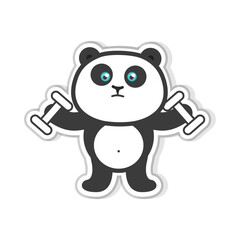 Cute cartoon panda character working out with dumbbells, perfect for fitness and sports themes