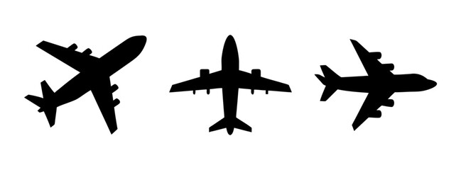 Airplane silhouette vector art: commercial aviation, aircraft design, plane travel and transport icons © PURE VECTOR WORK