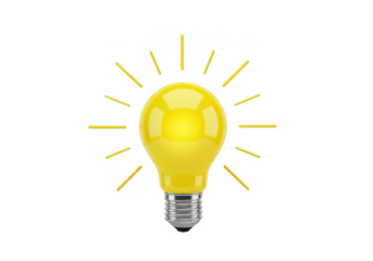 Bright yellow incandescent light bulb isolated on white background