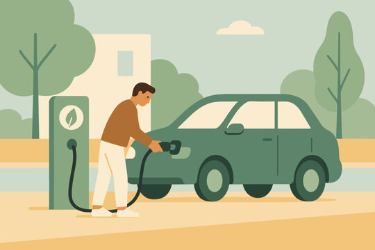 No characters electric captions earth typography blue car geometric vector charging icon