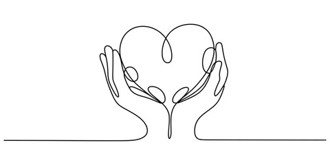 Group of happy jumping people in continuous line art illustration.