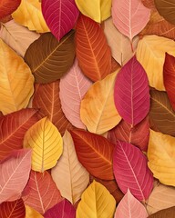 A vibrant collection of autumn leaves in various colors, showcasing nature's beauty and seasonal transition.