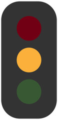 Simple Dark Gray Traffic Light or Stoplight Icon with Rounded Edges and Red Yellow Green Signals