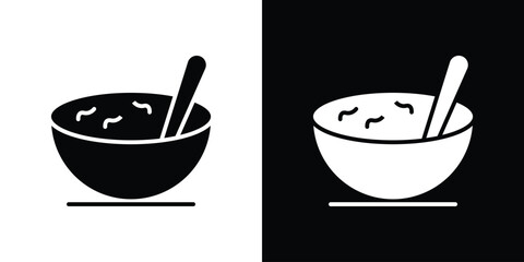 Japanese soup bowl icon flat design. Modern style in black color.