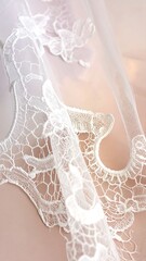 Fototapeta premium Delicate Lace Fabric - Intricate Patterns and Soft Texture.