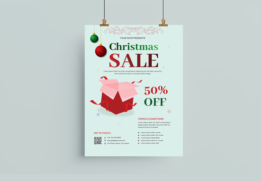 Holiday Merry Christmas Sale Poster Layout