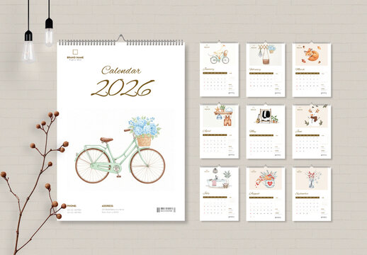 Minimal Wall Calendar 2026 Template Planner for Home and Office