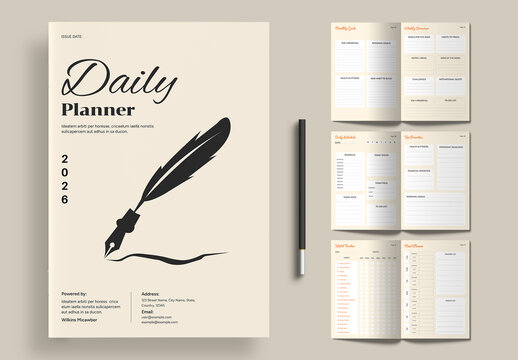 Minimal and Clean Daily Productivity Planner Notebook 2026 Layout