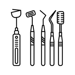 Set of dental instruments icon