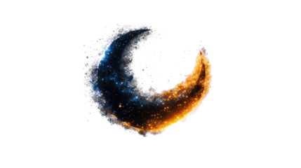 Ethereal Dual-Toned Moon with Sparkling Aura on Transparent Background