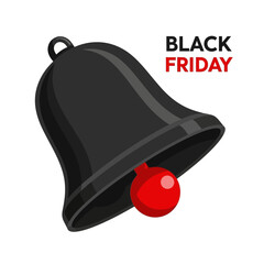Single Vector Icons of Black Friday Sale Announcement Bell Icon with Red Clapper. EPS Editable