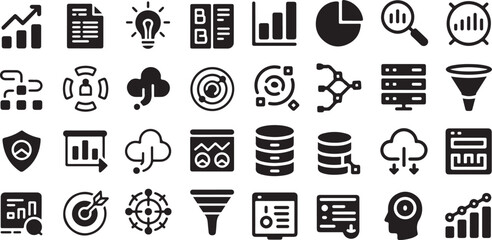 Fototapeta premium Data Analytics and Business Intelligence Statistics Icon Set Vector