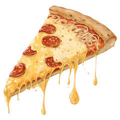 Melting Cheese Pepperoni Pizza Slice - Savory Italian Food on transparent background