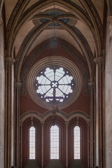 Obraz premium Vercelli, Piedmont, Italy. The Gothic Saint Andrew Basilica, the cloister and the annexed Abbey.