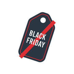 Single Vector Icons of Black Friday Sale Tag with Red Diagonal Slash Symbolizing No or Cancelled. EPS Editable