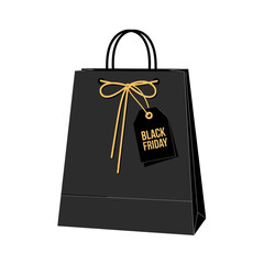 Single Vector Icons of Black Friday Shopping Bag with Discount Tag. EPS Editable