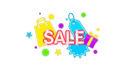 Single Vector Icons of Bright and Colorful Sale Announcement with Shopping Bag and Gift Box. EPS Editable