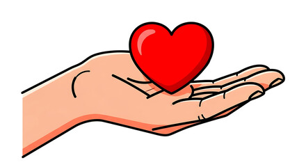 Hand holding a red heart symbol